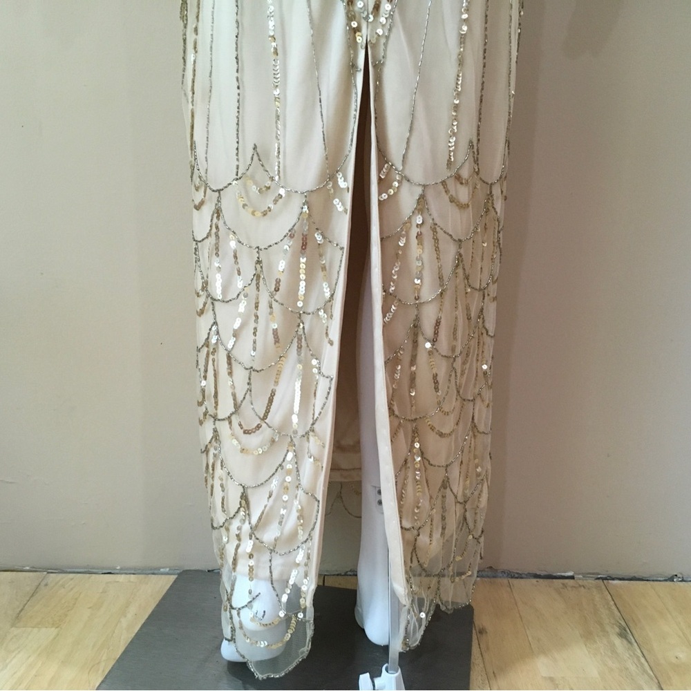 Sue Wong Nocturne BHLDN beaded embroidered champagne Maxi Dress woman’s size 2 - Picture 5 of 9
